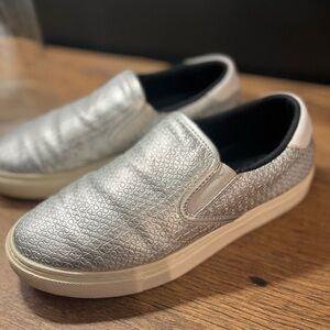 Calvin Klein Metallic Silver Slip-On Sneakers